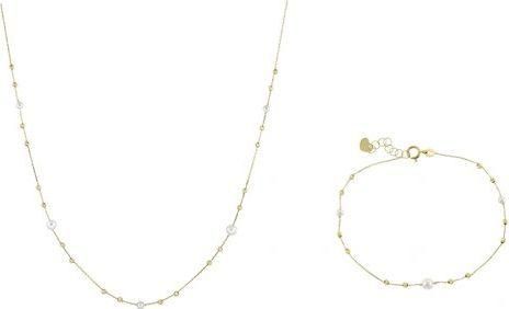 Σετ Κοσμημάτων Art d or με Κολιέ & Βραχιόλι σε Χρυσό Κ14 με Μαργαριτάρια