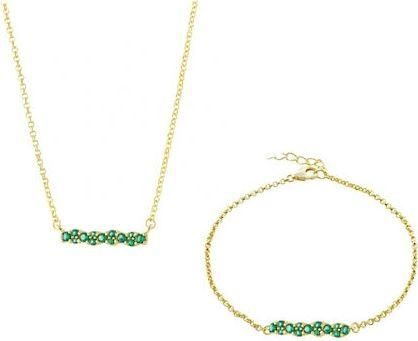 Σετ Κοσμημάτων Loisir με Κολιέ & Βραχιόλι Επιχρυσωμένο με Πέτρες σε Πράσινο