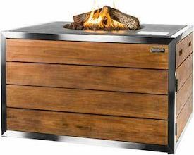 Τζάκι Happy Cocooning Square Teak Lounge & Dining Εξωτερικού Χώρου από Τσιμέντο 76x76x67.5cm Γκρι