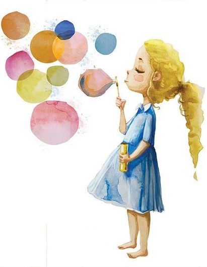 Αφίσα Κοριτσάκι Που Κάνει Φούσκες 20x20cm