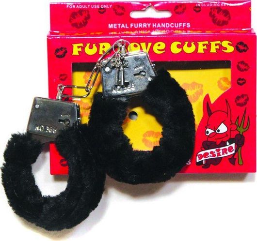 Αποκριάτικο Αξεσουάρ Χειροπέδες με Γουνάκι Μαύρο