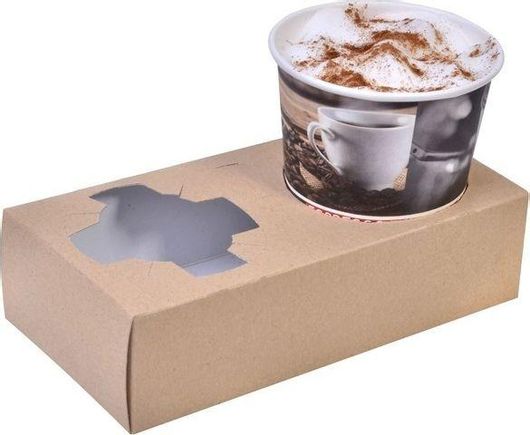 Ποτηροθήκες μιας Χρήσης Καφέ 2 Θέσεων Σετ 550τμχ