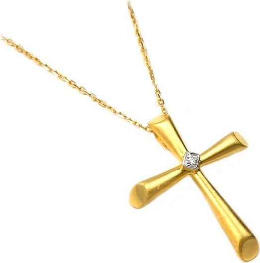 Παιδικός Σταυρός Βάπτισης Πολυτιμο GOCG-AL-401 από Xρυσό 18Κ