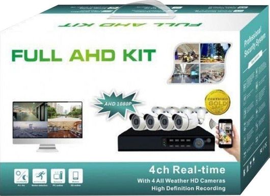 Σετ Κλειστού Κυκλώματος FULL HD με Καταγραφικό & 4 Αδιάβροχες Κάμερες AHD Combo Kit 