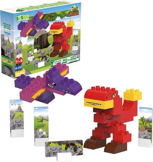 Τουβλάκια Biobuddi T-Rex για 18+ Μηνών Σετ 36τμχ