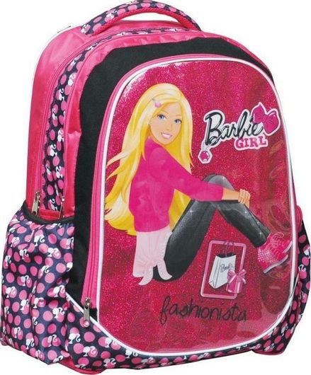 Σχολική Τσάντα Δημοτικού Πλάτης Gim Barbie Black Glitter Ροζ