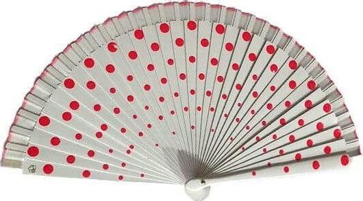 Αποκριάτικη Βεντάλια 4390 Πουά Λευκό / Κόκκινο