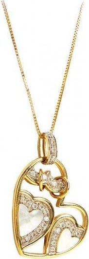 Γυναικεία Κολιέ Art d or ADP-383 από Χρυσό 14Κ με Ζιργκόν & Αλυσίδα Καρδιά Κίτρινο
