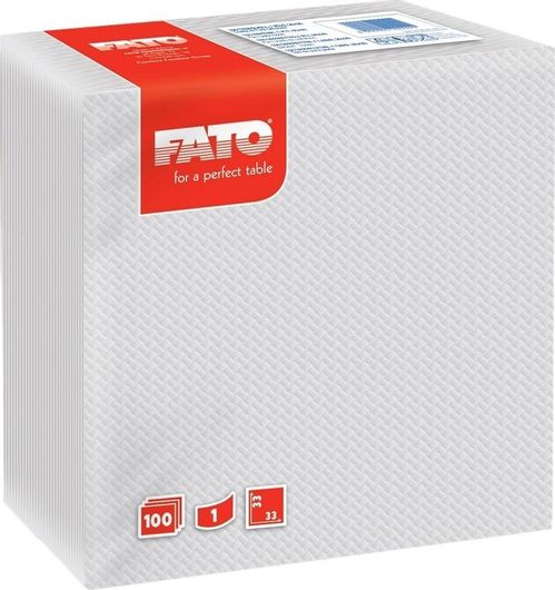 Χαρτοπετσέτα Fato Πολυτελείας 1Φ Λευκό 33x33cm Σετ 100τμχ x 3 Πακέτα