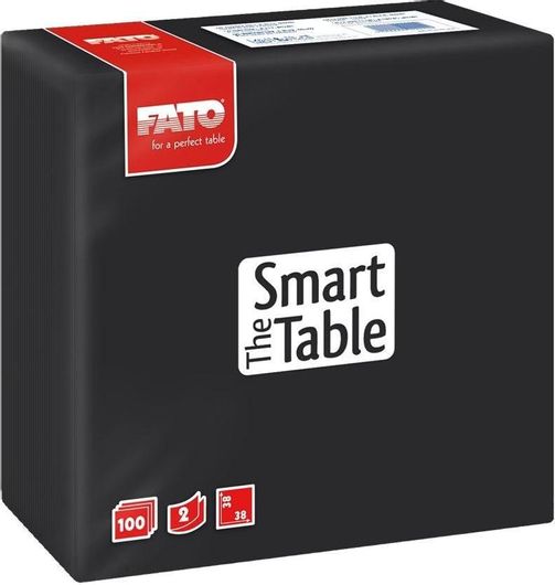 Χαρτοπετσέτα Fato 2Φ Μαύρo 38x38cm Σετ 100τμχ 2 Πακέτα