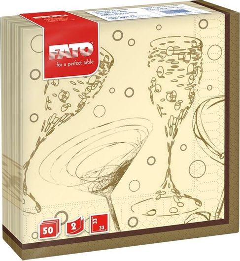 Χαρτοπετσέτα Fato 2Φ Μπεζ 33x33cm Σετ 50τμχ 4 Πακέτα