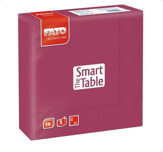 Χαρτοπετσέτα Fato The Smart Table 2Φ Μπορντό 33x33cm Σετ 50τμχ 4 Πακέτα