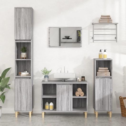 Ντουλάπι Νιπτήρα vidaXL Γκρι Sonoma 80x33x60cm από Επεξεργασμένο Ξύλο Γκρι