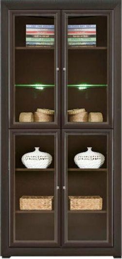 Βιτρίνα Σαλονιού Fyliana Charisma B2K 930 4S Επιδαπέδια από Μοριοσανίδα με Τζάμι & Υποδοχή για Φωτισμό 93x42.5x195.5cm Wenge