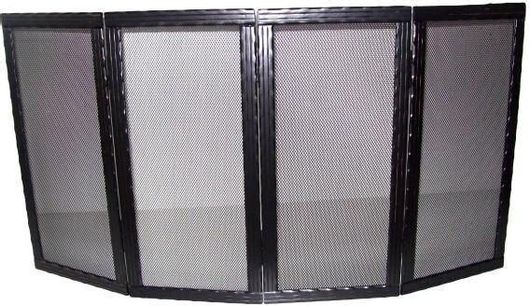 Προστατευτικό Τζακιού Μεταλλικό με 4 Φύλλα Μαύρο 100x50cm