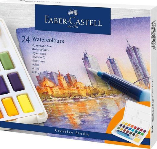 Νερομπογιές Faber Castell με Πινέλο Σετ 24τμχ Διάφορα Χρώματα