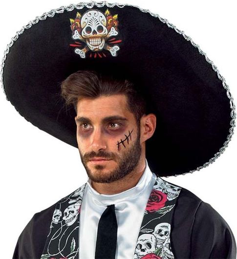 Αποκριάτικο Καπέλο Fun Fashion Μεξικανού με Νεκροκεφάλες