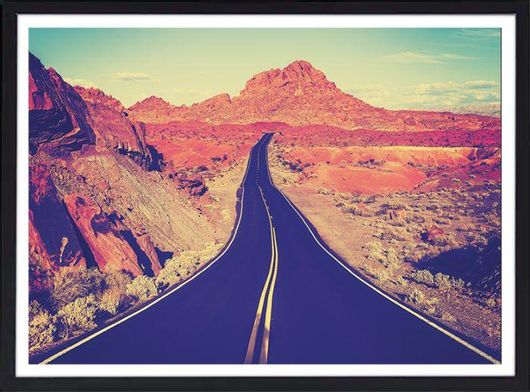 Αφίσα Απέραντος Δρόμος σε Μαύρη Κορνίζα Ξύλου Πεύκου 50x40cm