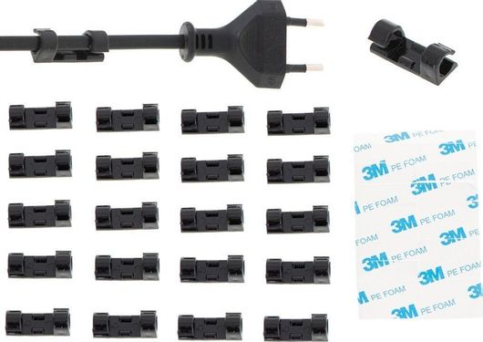 Clips Οργάνωσης Καλωδίων Σετ 20τμχ Μαύρο