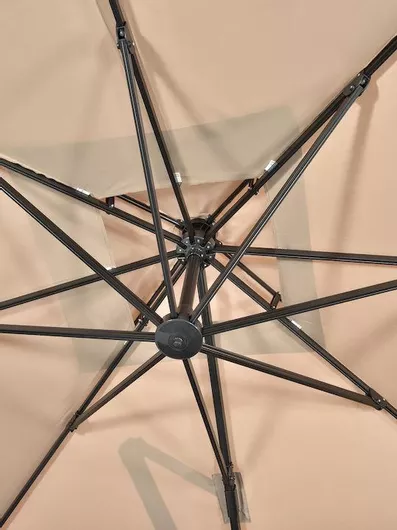 Ομπρέλα Κήπου & Βεράντας Outsunny Κρεμαστή Τετράγωνη Μεταλλική με Βάση Στήριξης 2.95x2.95m Μπεζ