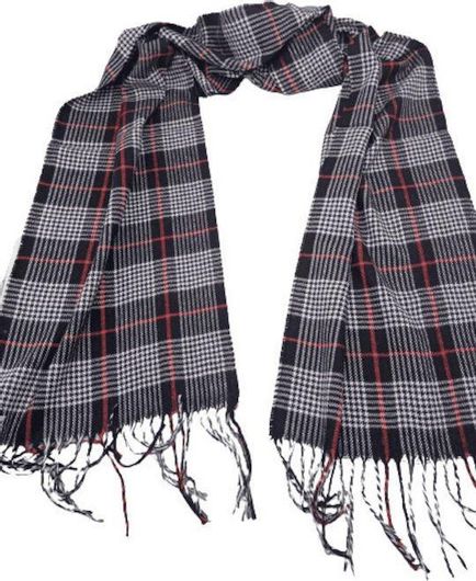 Ανδρικό Κασκόλ Συνθετικό με Καρό Σχέδιο με Μαύρο Λευκό & Κόκκινο