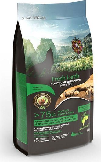 Ambrosia 5kg Ξηρά Τροφή χωρίς Σιτηρά για Ενήλικους Σκύλους με Αρνί