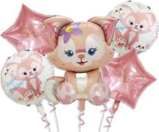 Μπαλόνια Foil Ζωάκια 5τμχ Ροζ