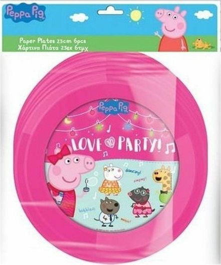 Πιάτα Διακάκης Peppa Pig Χάρτινα 23cm Σετ 6τμχ