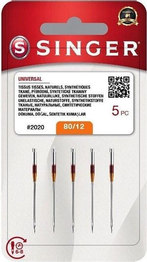 Βελόνες Ραπτομηχανής Singer M2020 No 12 / 80 Σετ 5τμχ