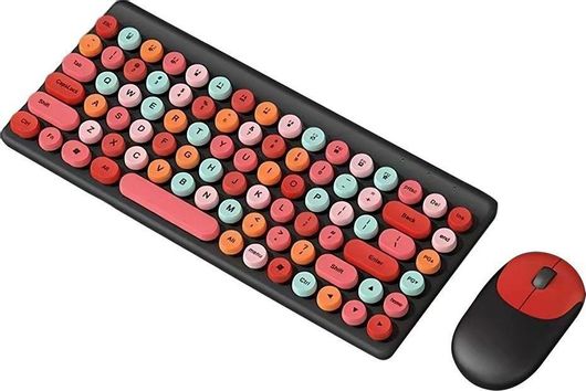 Rockware RW-QW02 Ασύρματο Σετ Πληκτρολόγιο & Ποντίκι Αγγλικό US Ροζ/Μαύρο
