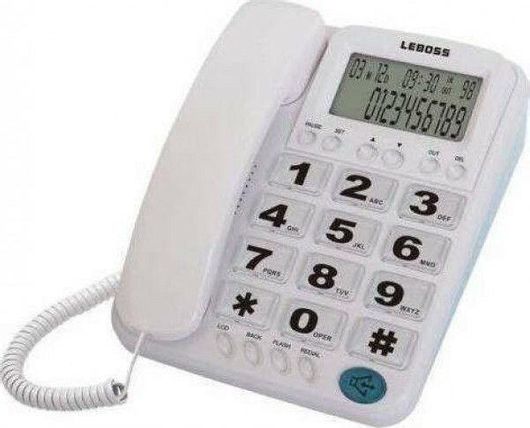 Ενσύρματο Τηλέφωνο Leboss L-22 Γραφείου για Ηλικιωμένους Λευκό