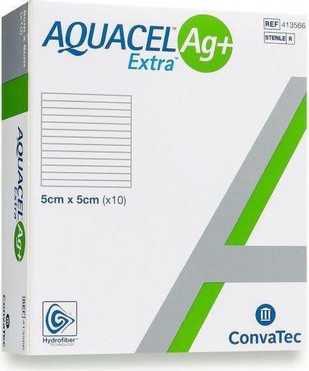 Γάζες Convatec Aquacel Ag+ Extra Αποστειρωμένες 5x5cm Σετ 10τμχ