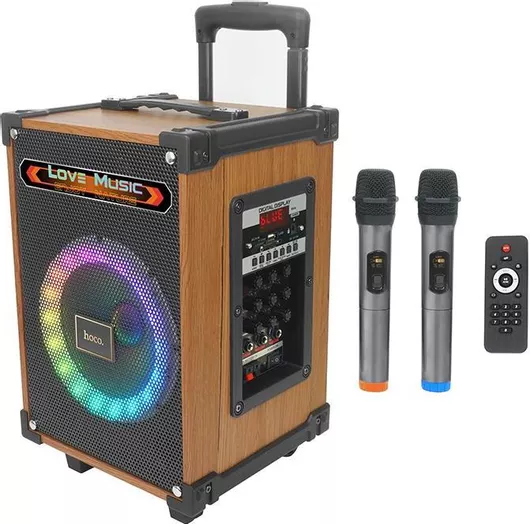 Σύστημα Karaoke Hoco με Ασύρματα Μικρόφωνα HA2 Καφέ