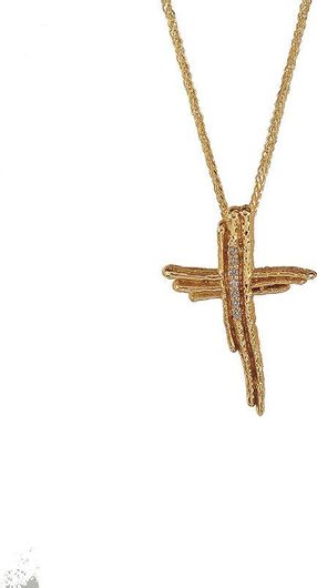 Σταυρός από Χρυσό 14K με Ζιργκόν Πέτρες Κίτρινο