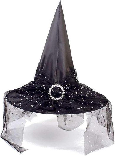 Αποκριάτικο Καπέλο Maskarata Α1520 Μάγισσας με Τούλι