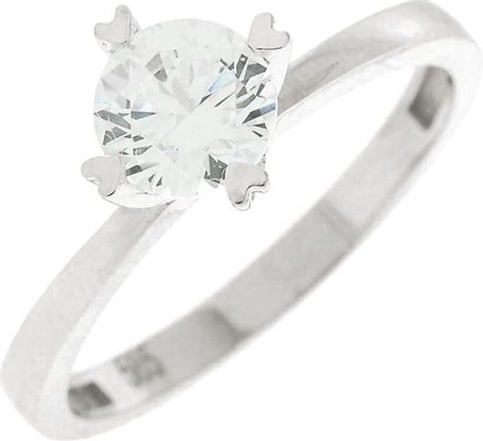 Μονόπετρο Δαχτυλίδι από Λευκόχρυσο 14K με Ζιργκόν