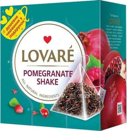 Τσάι Lovare Μαύρο Pyramids Pomegranate Shake 30gr Σετ 15τμχ