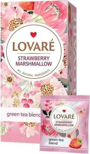 Τσάι Lovare Πράσινο Strawberry Marshmallow 48gr Σετ 24τμχ