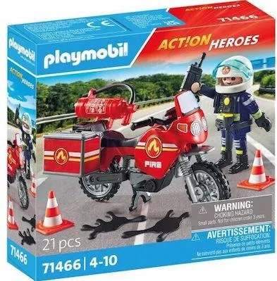 Playmobil City Action Πυροσβέστης με Μοτοσικλέτα για 4+ Ετών #71466
