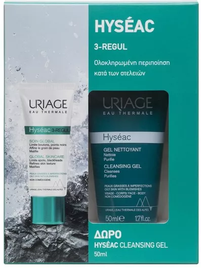 Σετ Περιποίησης Προσώπου Uriage Promo Hyseac 3-Regul Global Skin Care 40ml & Hyseac Cleansing Gel 50ml 2τμχ