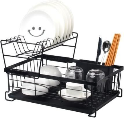 Στεγνωτήρας Νεροχύτη Διώροφος Μεταλλικός σε Μαύρο Χρώμα 42.5x28x27cm