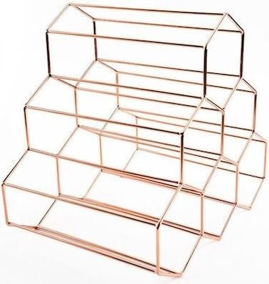 Μπουκαλοθήκη Μεταλλική Επιτραπέζια για 6 Μπουκάλια Ροζ Χρυσό 26x27.5x21.5cm