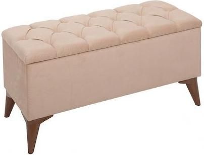 Ταμπουρέ με Αποθηκευτικό Χώρο Επενδυμένο με Ύφασμα Freeman Μπεζ 90x40x50cm