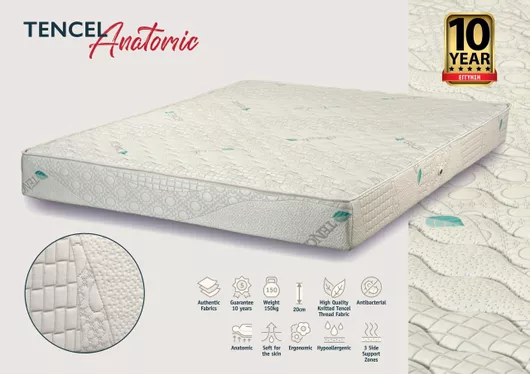 Στρώμα Ύπνου KS Kouppas 08.02.99 Tencel Anatomic Ημίδιπλο Ανατομικό Memory Foam χωρίς Ελατήρια 110x200cm