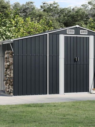 Αποθήκη Κήπου VidaXL Μεταλλική Γαλβανιζέ με Διπλή Πόρτα & Αεραγωγό 2.77x1.925x1.79m