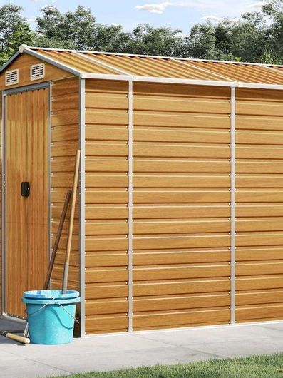 Αποθήκη Κήπου VidaXL Μεταλλική Γαλβανιζέ με Διπλή Πόρτα & Αεραγωγό 1.91x7.25x1.98m