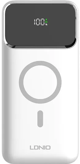 Ldnio Pq12 MagSafe Power Bank 10000mAh 15W με 2 Θύρες USB-A & Θύρα USB-C Power Delivery Λευκό