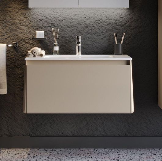 Πάγκος Μπάνιου Martin S3BEL080SBM Τοίχου MDF με Ματ Φινίρισμα με Νιπτήρα 81x46.5x46cm Μπεζ
