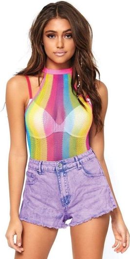 Sexy Στολή Leg Avenue Colorful Halter Bodysuit One Size