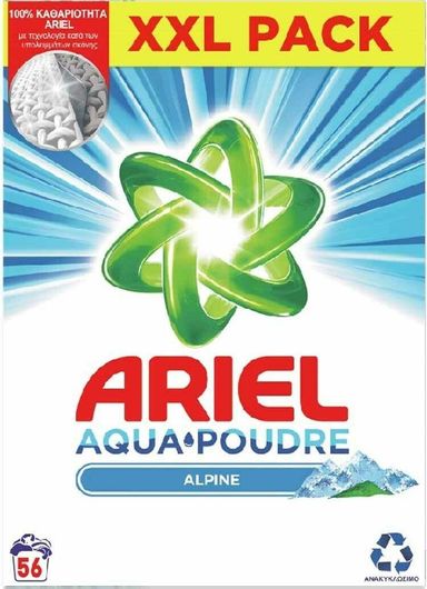 Απορρυπαντικό Ρούχων Ariel Aqua Poudre Alpine σε Σκόνη 56 Μεζούρες